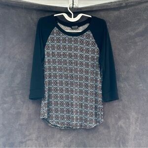 Papermoon Black and Multi Patterned Long Sleeve Top